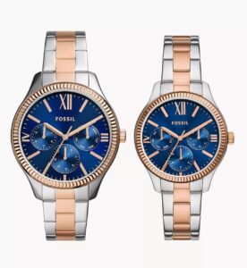 Montres Couples Fossil | Ensemble Cadeau Bicolore pour Homme et Femme